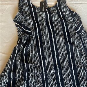 Picadilly Fashion Navy and White Patterned Dress